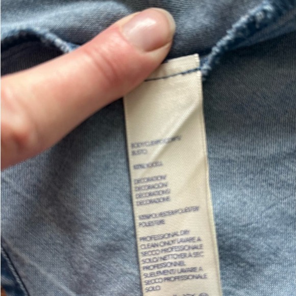 Rebecca Minkoff Dev Dress Size Small Off Shoulder Ruffle Chambray Embroidered - Picture 7 of 8